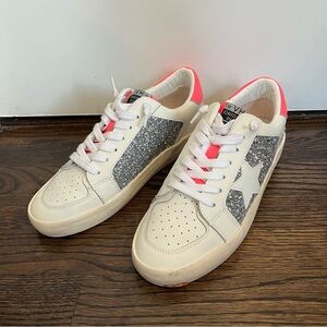 Vintage Havana White Hot Pink Silver Glitter Sneakers size 10 low top